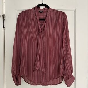 Women's Pink Semi-sheer Striped Blouse